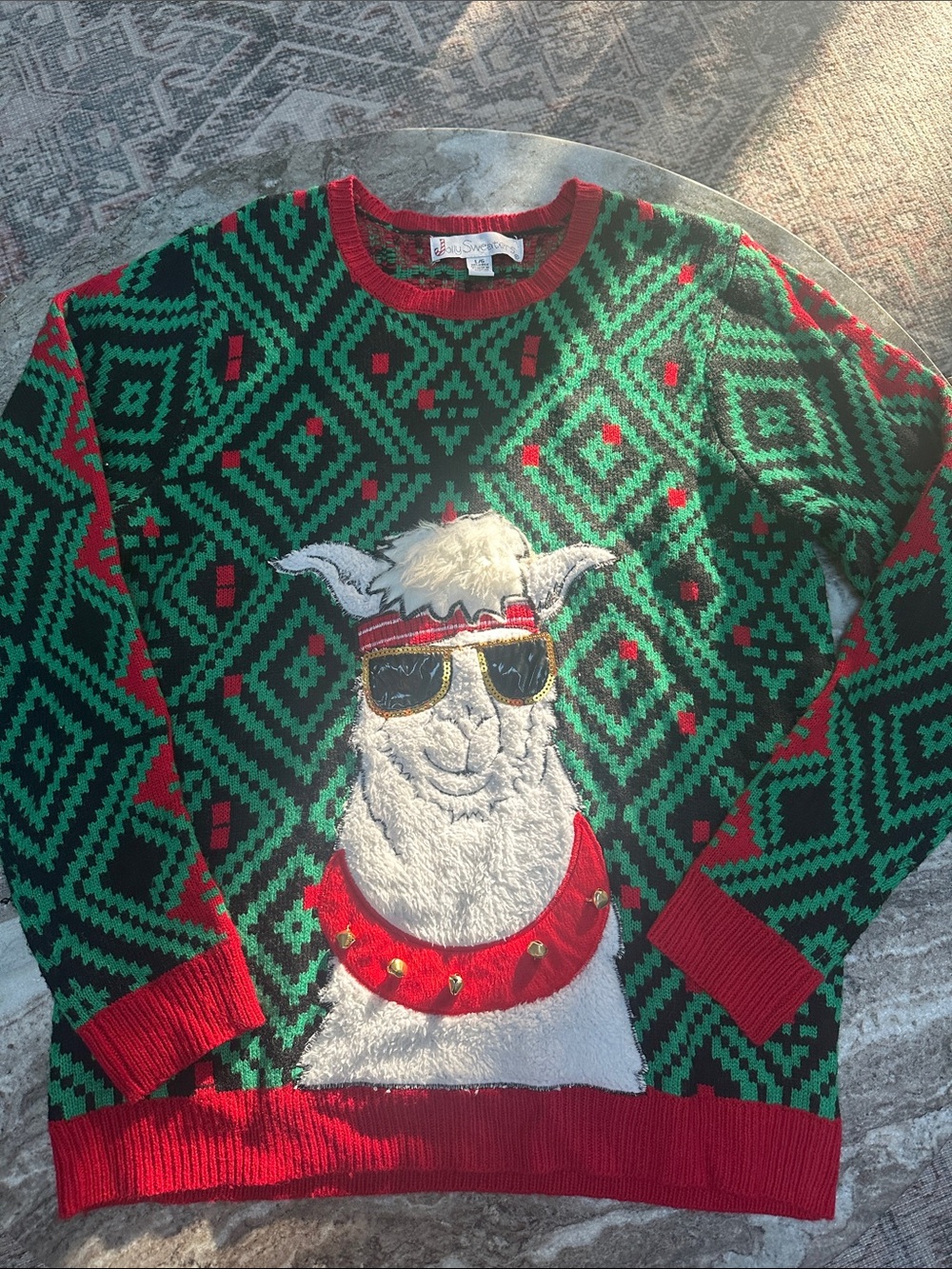 4/$25 Jolly Sweaters Llama Jingle Bells "Cool" Ugly Christmas Sweater Unisex L